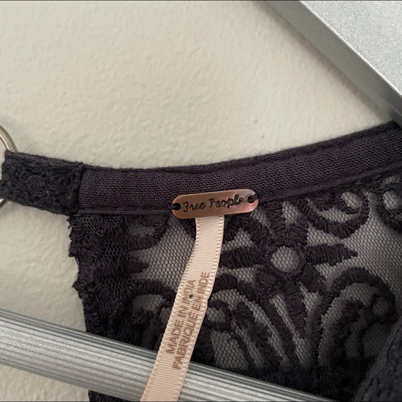 Free People Navy Blue Lace Detail Boho Blouse| Size Medium - Picture 4 of 16